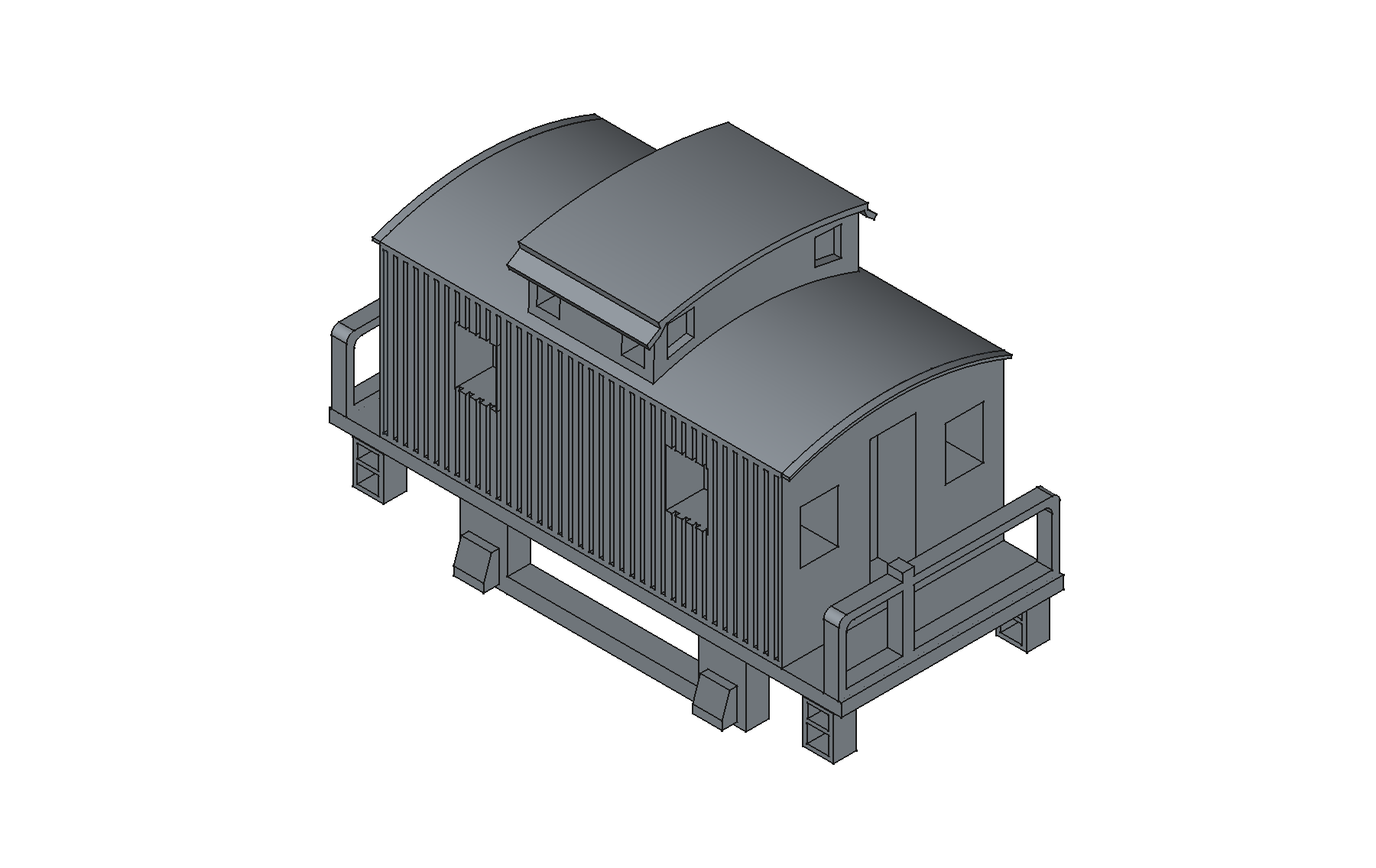 HO scale NA cabin car CAD model