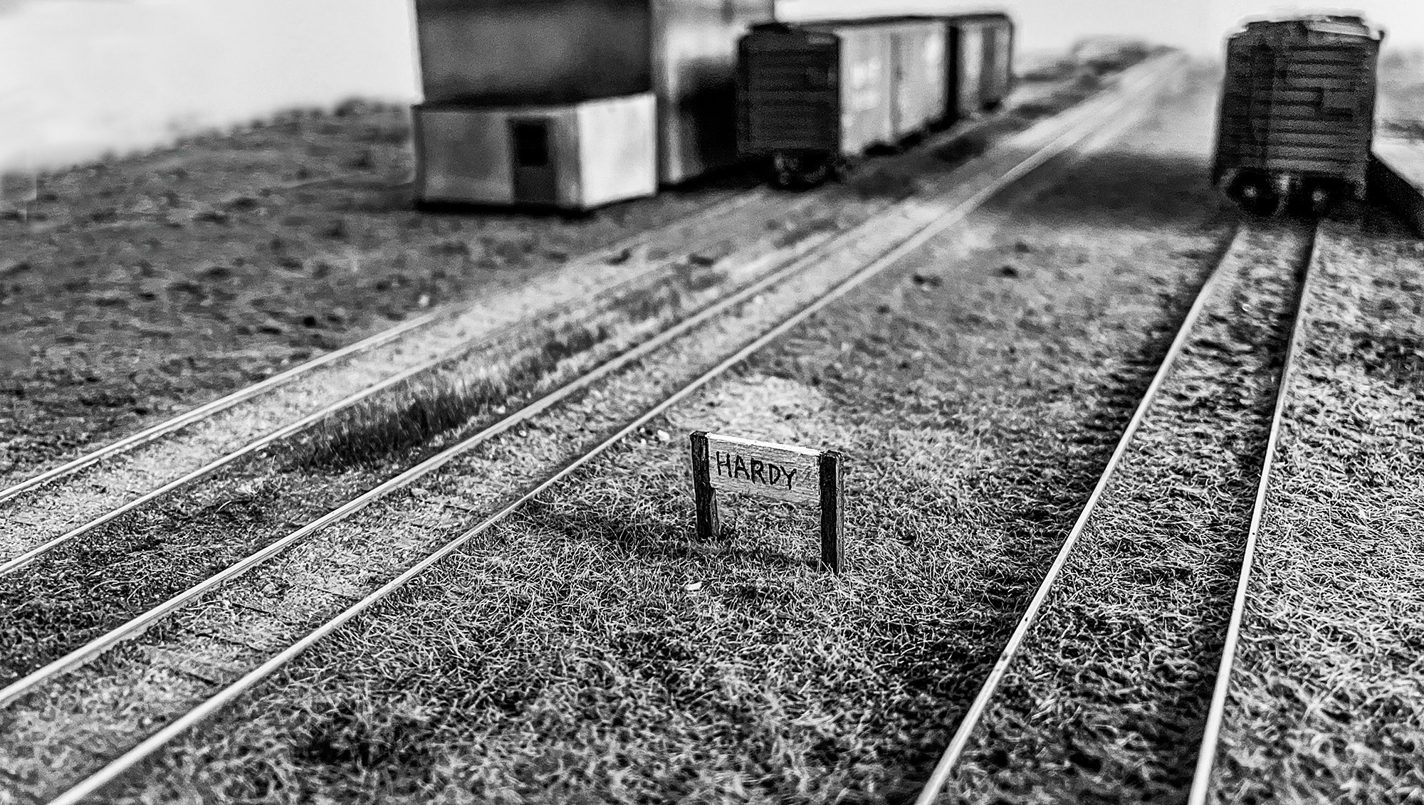 Burlington Northern station sign at Hardy