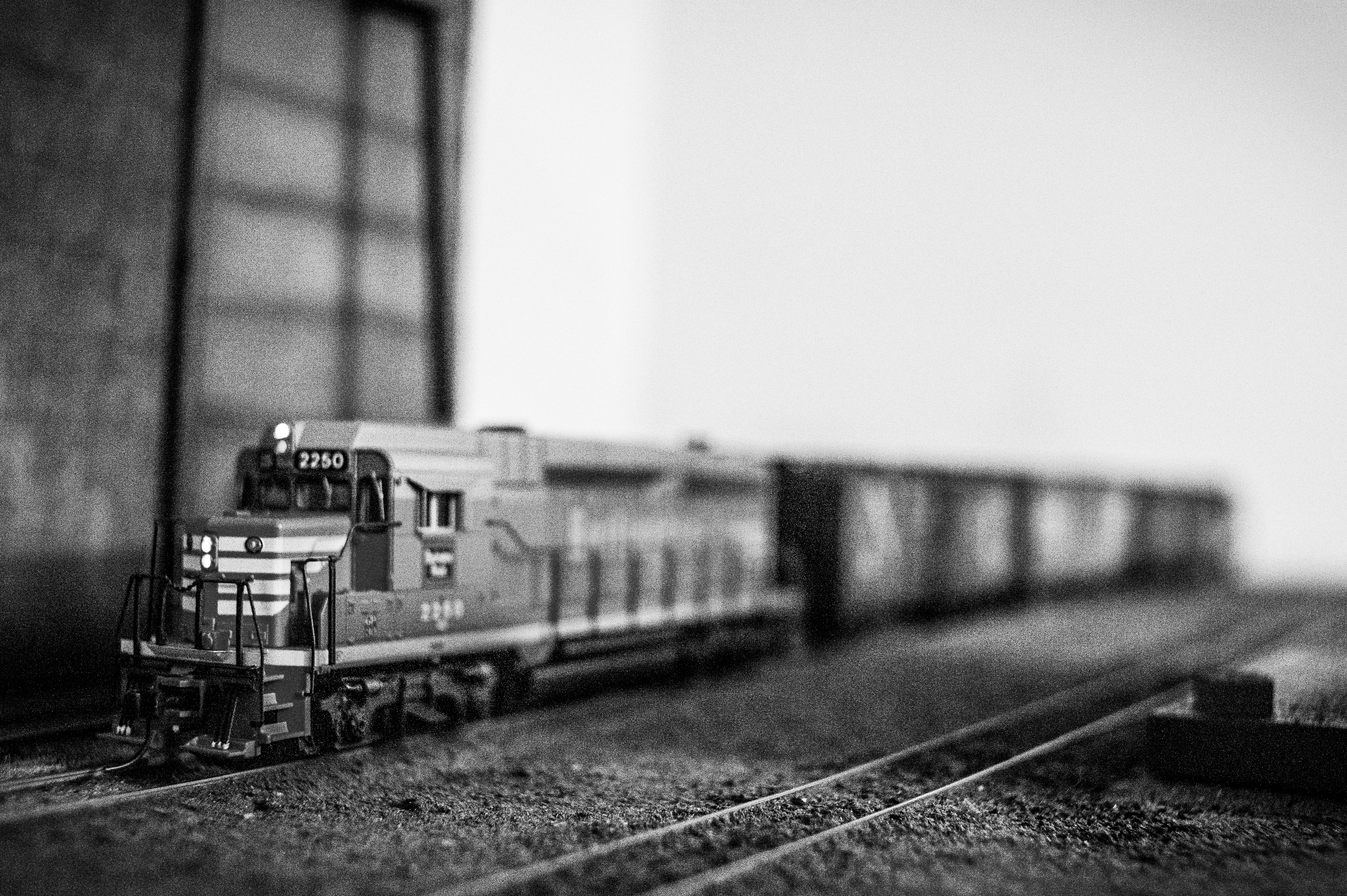 Hardy local pulling past the grain elevator